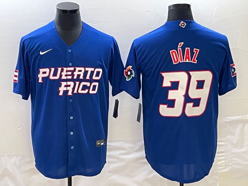 Men 2023 World Cub Puerto Rico #39 Diaz Blue Nike MLB Jersey2->more jerseys->MLB Jersey